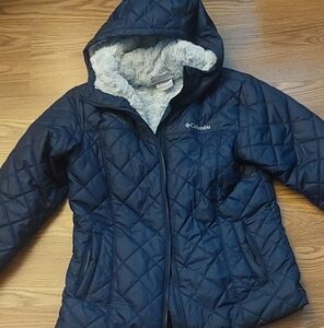 Columbia Women's Dark Blue Quilted Puffer Jacket Fleece Lined